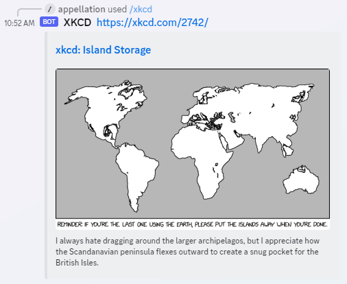 Result of running our new XKCD command.